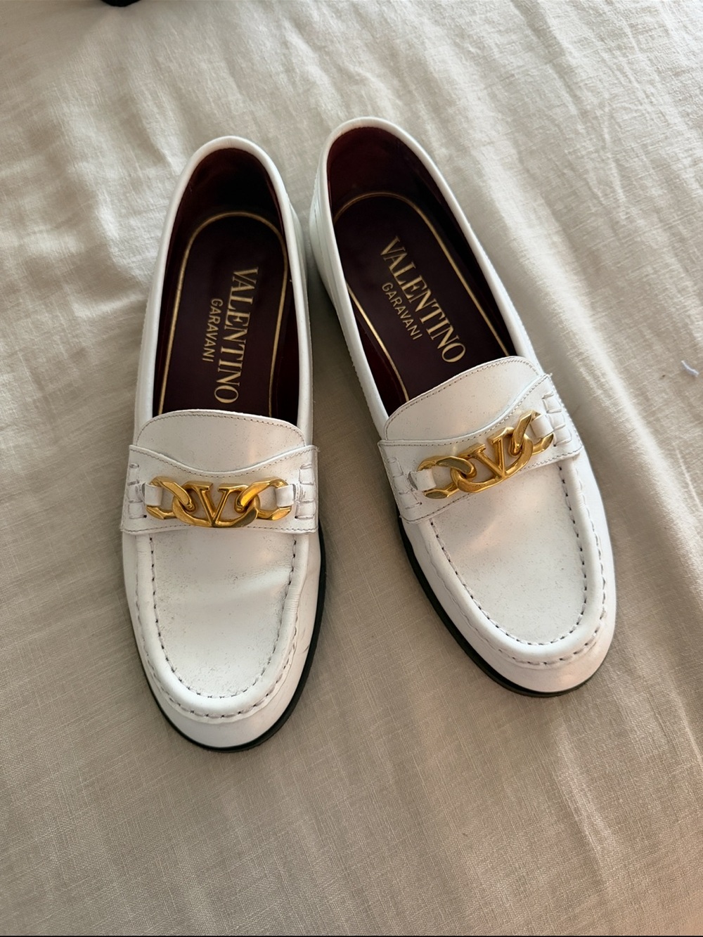 valentino v logo loafers
